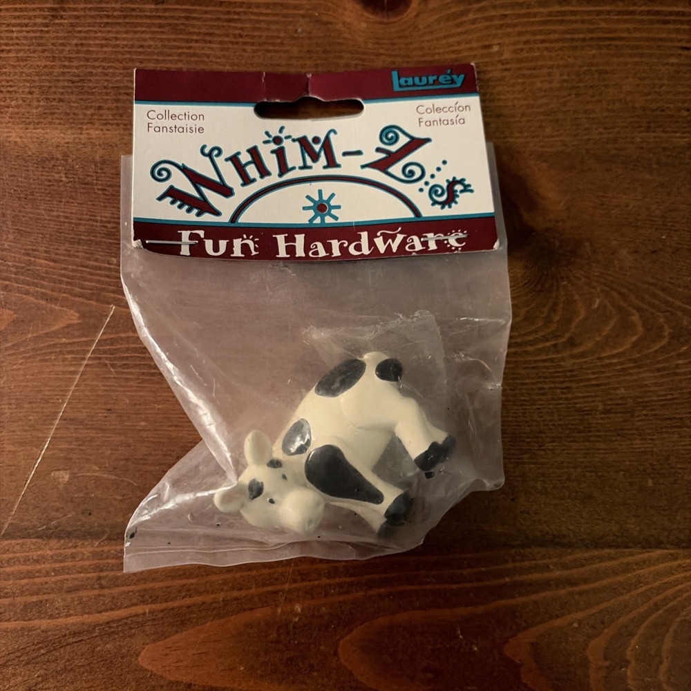 Cow Black and White Cabinet Knob Pull Whim-Z's Fun Hardware By Laurey New Cute